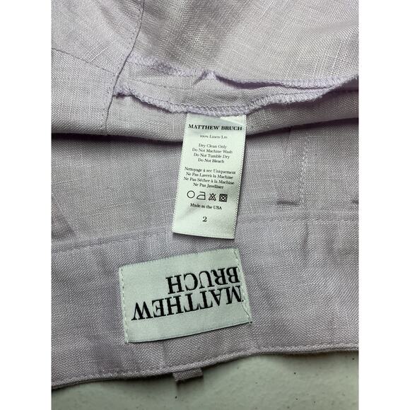 Matthew Bruch Cargo Pink Linen Mini Skirt Size 2 - Picture 4 of 4